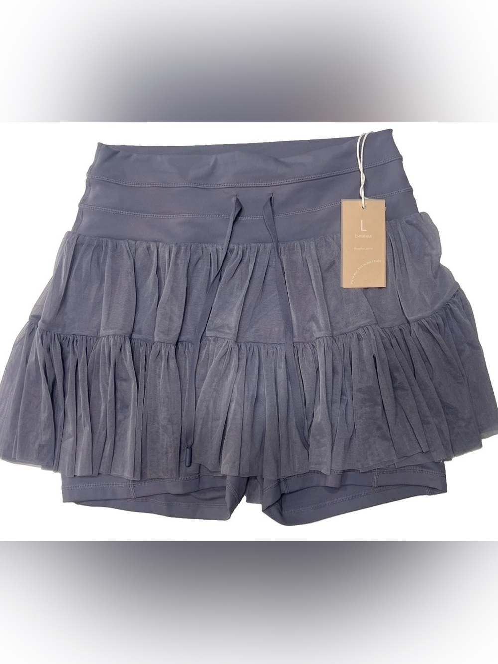 POPFLEX Pirouette Skort Size Large NWT Blue Mist Mesh Tiered Tennis Athletic